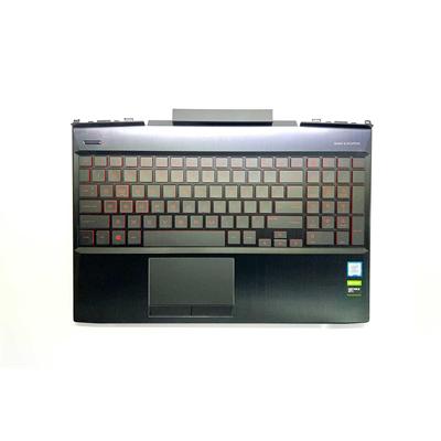 قاب C و کیبورد اورجینال HP Omen 15‑dc157tx نام‌پددار و بک‌لایت‌دار به‌همراه تاچ‌پد – بدون کلیدهای کلیک